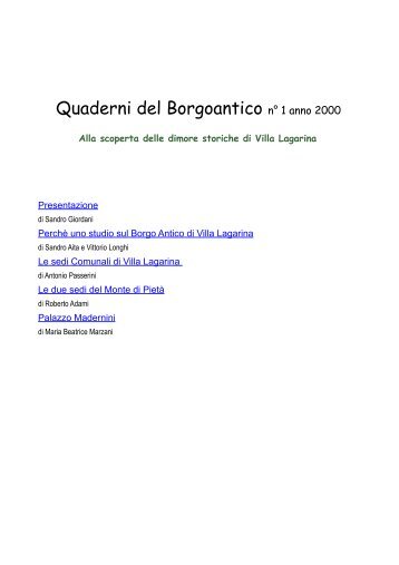 Quaderno n° 1 anno 2000 - associazione Borgoantico