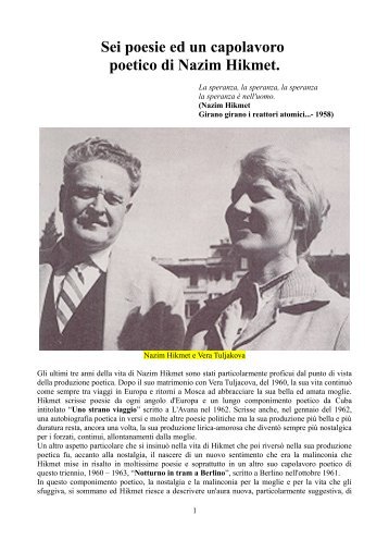 Sei poesie ed un capolavoro poetico di Nazim ... - Biagio Carrubba