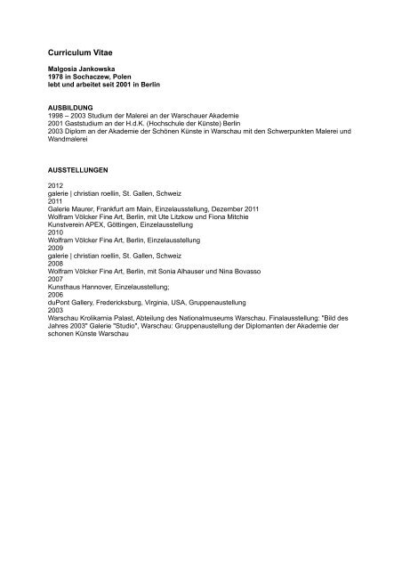 Werkliste als *.pdf - wolfram voelcker fine art