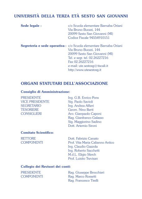 anno accademico 2010/2011 - Università della Terza Età di Sesto ...