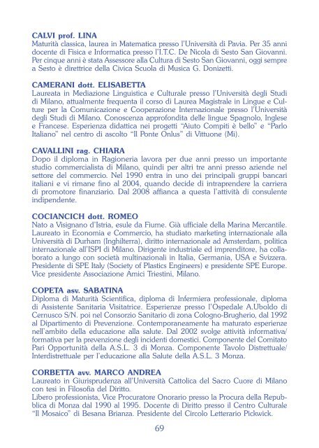 anno accademico 2010/2011 - Università della Terza Età di Sesto ...