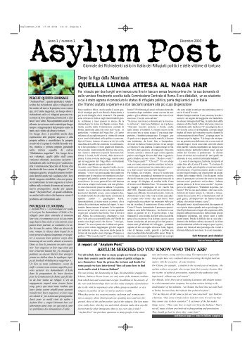 Giornale dei Richiedenti asilo in Italia dei Rifugiati politici e delle ...
