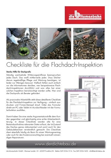 Checkliste für die Flachdach-Inspektion - Industrieverband Bitumen ...