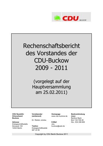Rechenschaftsbericht 2009-2011 - CDU Buckow