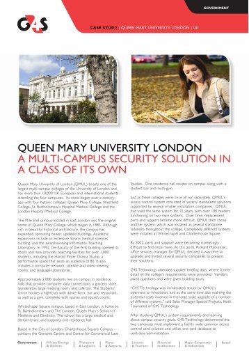 Queen Mary University of London - G4S Technology