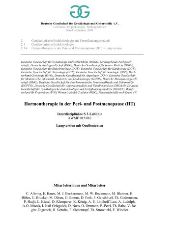 Hormontherapie in der Peri- und Postmenopause (HT) - Deutsche ...