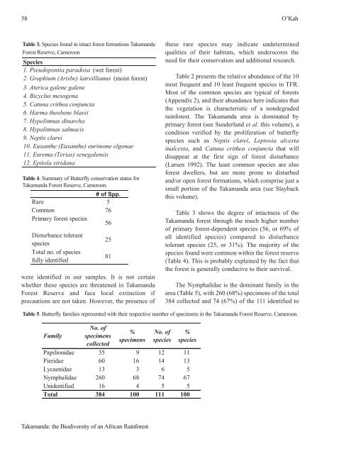 Fisheries in the Southern Border Zone of Takamanda - Impact ...