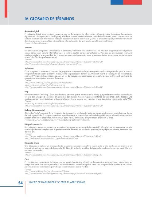 Matriz de Habilidades TIC para el Aprendizaje