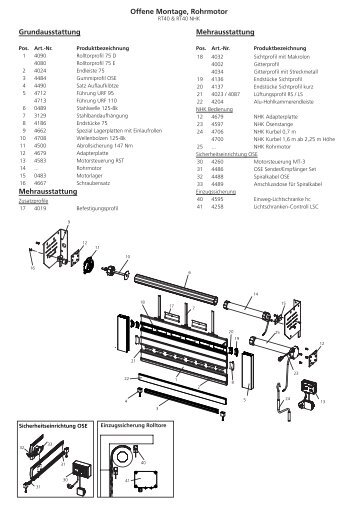 Offene Montage, Rohrmotor Grundausstattung ... - Rolo