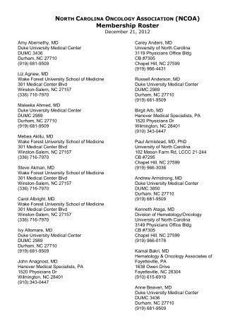Membership Roster - Association of Community Cancer Centers