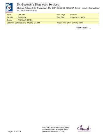 Test Result - Dr.Gopinath's Diagnostic Services