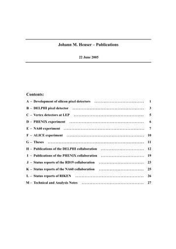 Johann M. Heuser – Publications Contents: - Upgrade ...