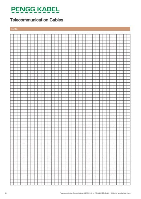 Telecommunication Copper Cables - PENGG KABEL GmbH