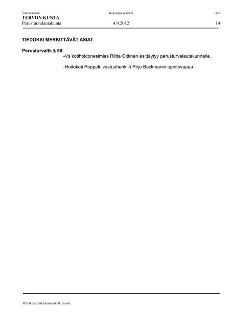 Perusturvalautakunta 4.9.2012 (PDF) - Tervo