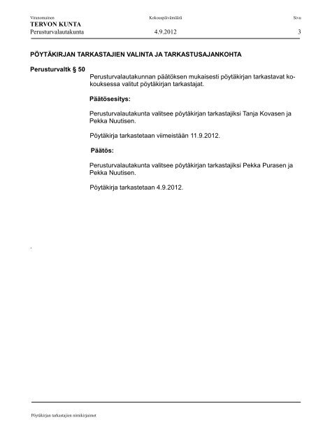 Perusturvalautakunta 4.9.2012 (PDF) - Tervo