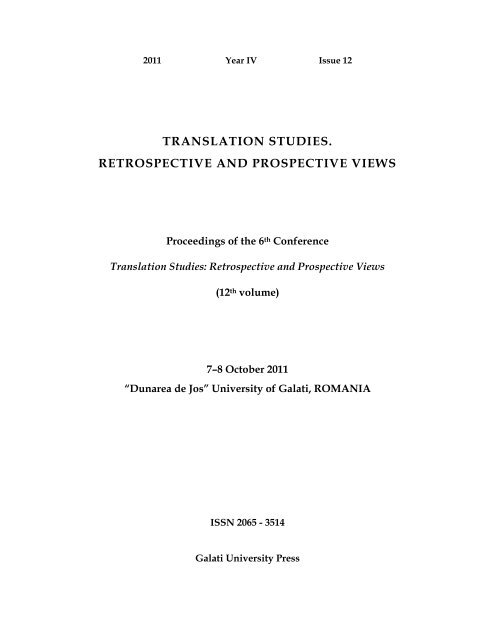 translation studies. retrospective and prospective views