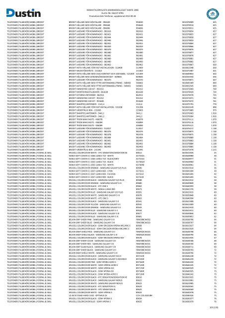 Bilaga 2A - RamavtalsprislistaDustin AB DANTE Omr D Q3 - Avropa.se