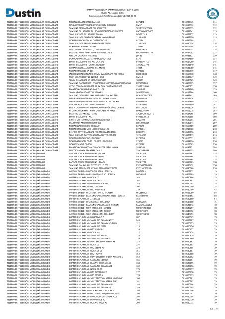 Bilaga 2A - RamavtalsprislistaDustin AB DANTE Omr D Q3 - Avropa.se