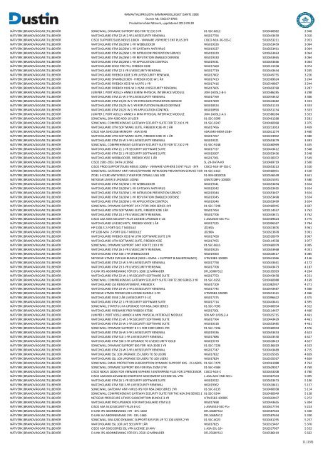 Bilaga 2A - RamavtalsprislistaDustin AB DANTE Omr D Q3 - Avropa.se