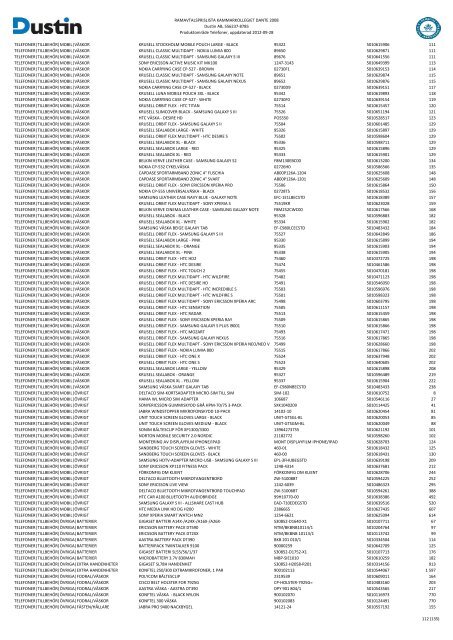 Bilaga 2A - RamavtalsprislistaDustin AB DANTE Omr D Q3 - Avropa.se