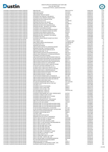 Bilaga 2A - RamavtalsprislistaDustin AB DANTE Omr D Q3 - Avropa.se