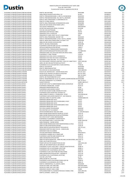 Bilaga 2A - RamavtalsprislistaDustin AB DANTE Omr D Q3 - Avropa.se