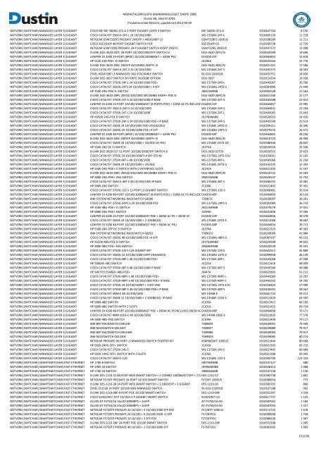 Bilaga 2A - RamavtalsprislistaDustin AB DANTE Omr D Q3 - Avropa.se