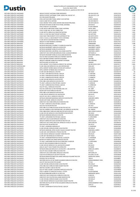 Bilaga 2A - RamavtalsprislistaDustin AB DANTE Omr D Q3 - Avropa.se