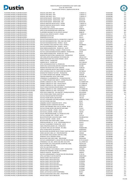 Bilaga 2A - RamavtalsprislistaDustin AB DANTE Omr D Q3 - Avropa.se