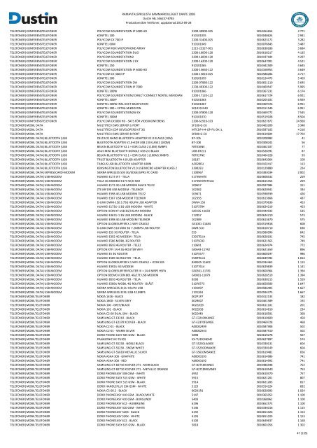 Bilaga 2A - RamavtalsprislistaDustin AB DANTE Omr D Q3 - Avropa.se