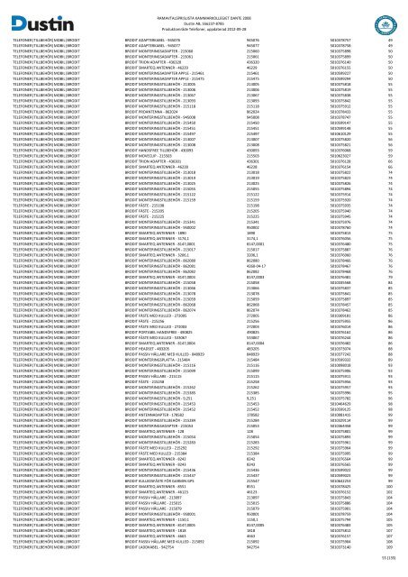 Bilaga 2A - RamavtalsprislistaDustin AB DANTE Omr D Q3 - Avropa.se