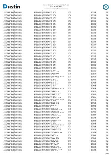 Bilaga 2A - RamavtalsprislistaDustin AB DANTE Omr D Q3 - Avropa.se