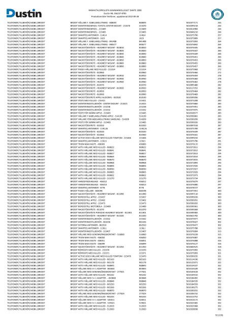 Bilaga 2A - RamavtalsprislistaDustin AB DANTE Omr D Q3 - Avropa.se