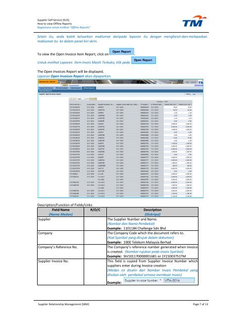 how to view offline reports supplier self service (sus) - TM