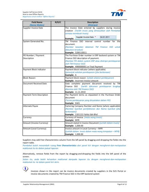 how to view offline reports supplier self service (sus) - TM