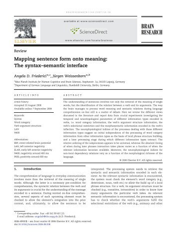 Mapping sentence form onto meaning: The syntax–semantic interface