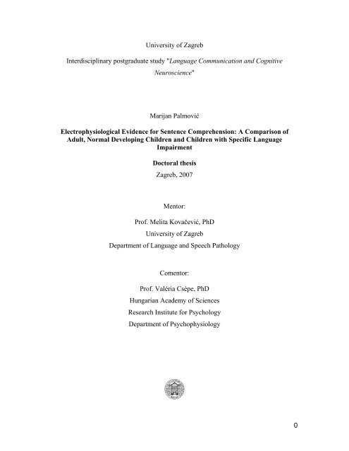 Electrophysiological Evidence for Sentence Comprehension - Wings