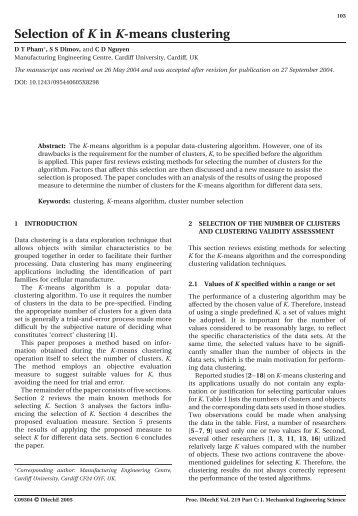 Selection of K in K-means clustering - the Department of Electrical ...