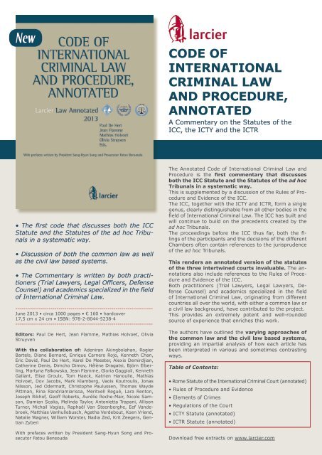 code of international criminal law and procedure, annotated - Larcier