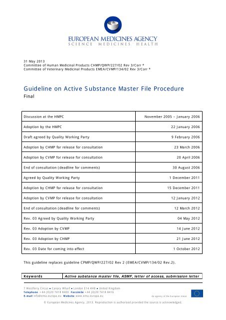 Guideline on Active Substance Master File Procedure