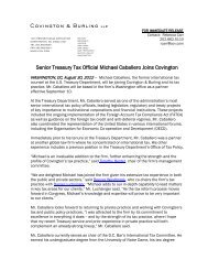 Senior Treasury Tax Official Michael Caballero Joins Covington