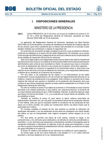 Orden PRE/52/2010 - Dirección General de Tráfico