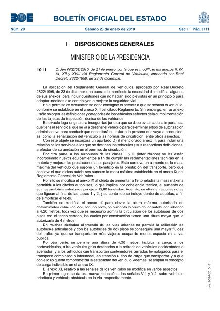 Orden PRE/52/2010 - Dirección General de Tráfico