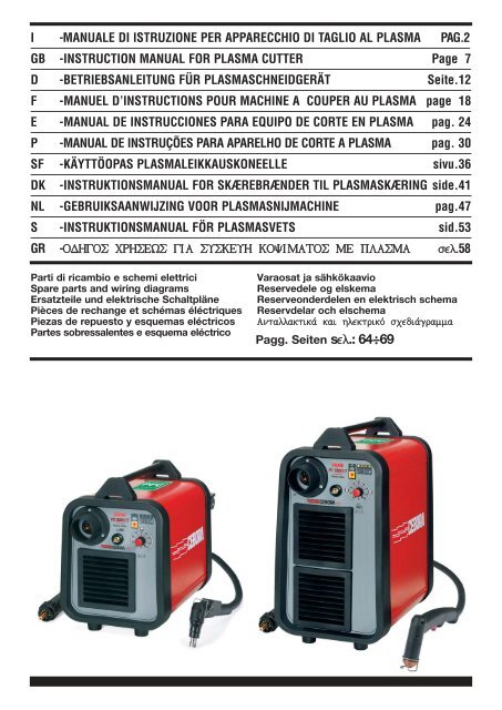 I -MANUALE DI ISTRUZIONE PER APPARECCHIO DI ... - Cebora