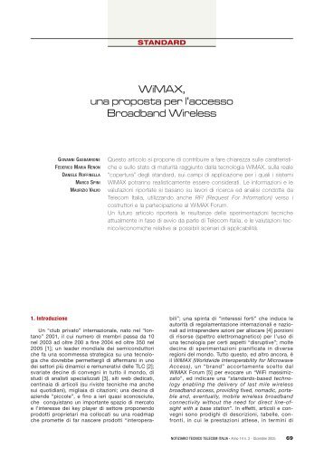 WiMAX, una proposta per l'accesso Broadband ... - Claudio Cancelli