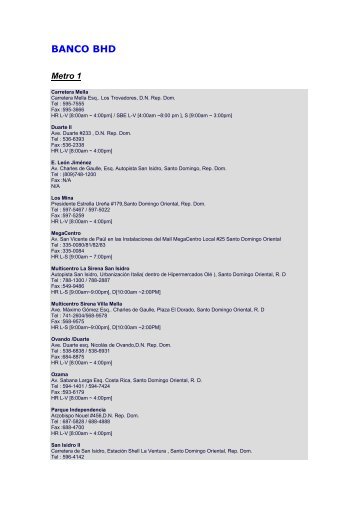 Puntos de recogida del Banco BHD (PDF). - la Caixa