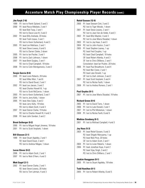 Accenture Match Play Championship Records ... - PGA TOUR Media