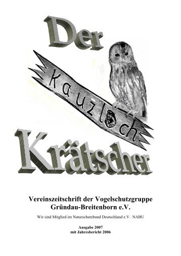 Ausgabe 2007 (mit Jahresbericht 2006) - Vogelschutz-Breitenborn