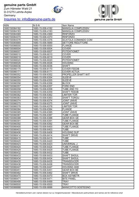 genuine parts GmbH Inquiries to: info@genuine-parts.de