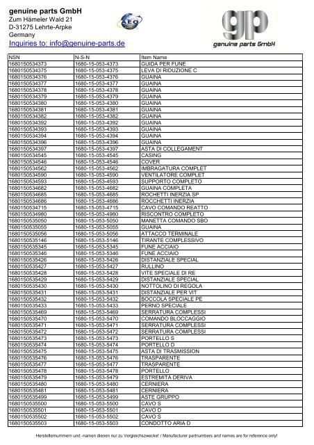 genuine parts GmbH Inquiries to: info@genuine-parts.de